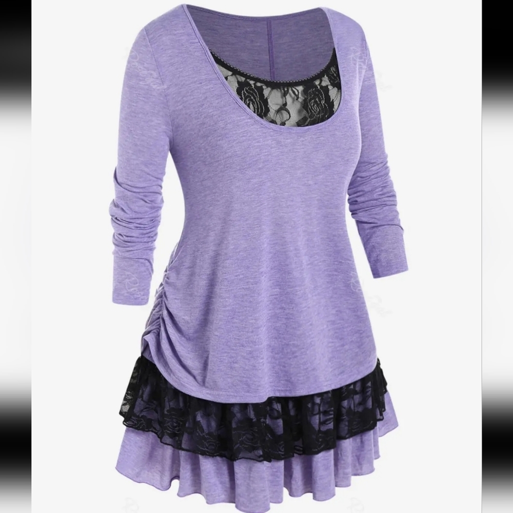 2 PIECE EXTENDER LACE SHIRT SET